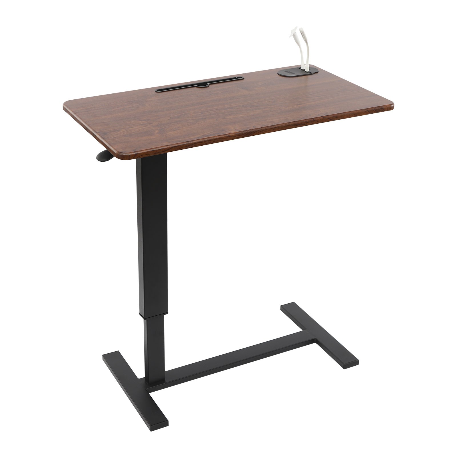 Adjustable Height Side Table Walnut Color Mobile Bedside Table dinner tray table