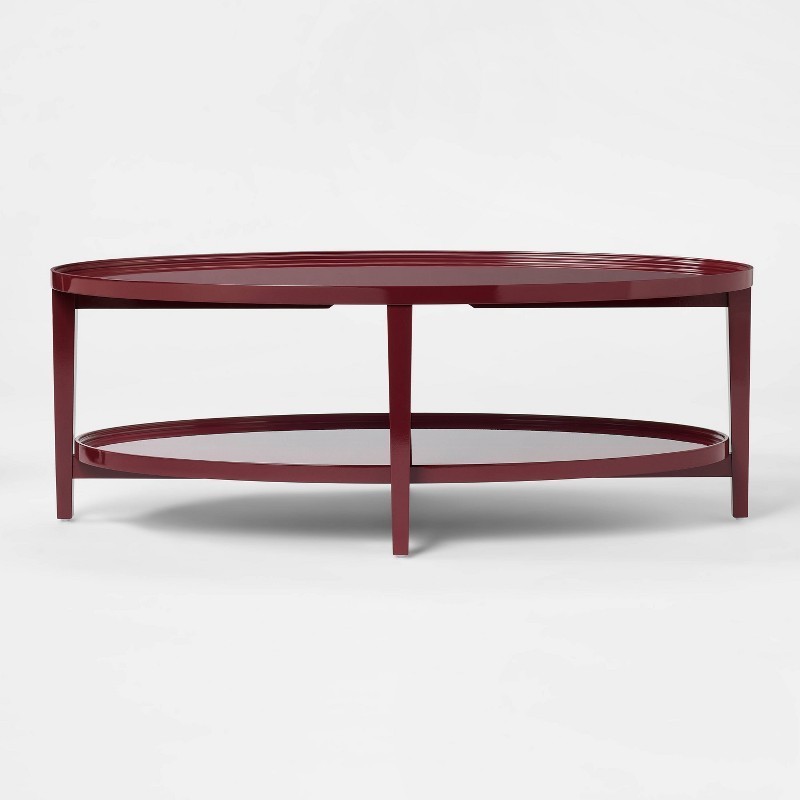 Coffee Table Lacquer Finish Dark Red