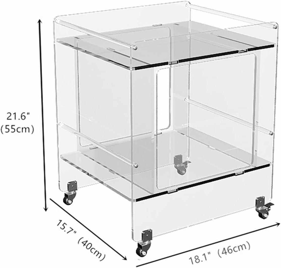 Clear Acrylic Rolling Side Table – Stylish Storage for Any Room