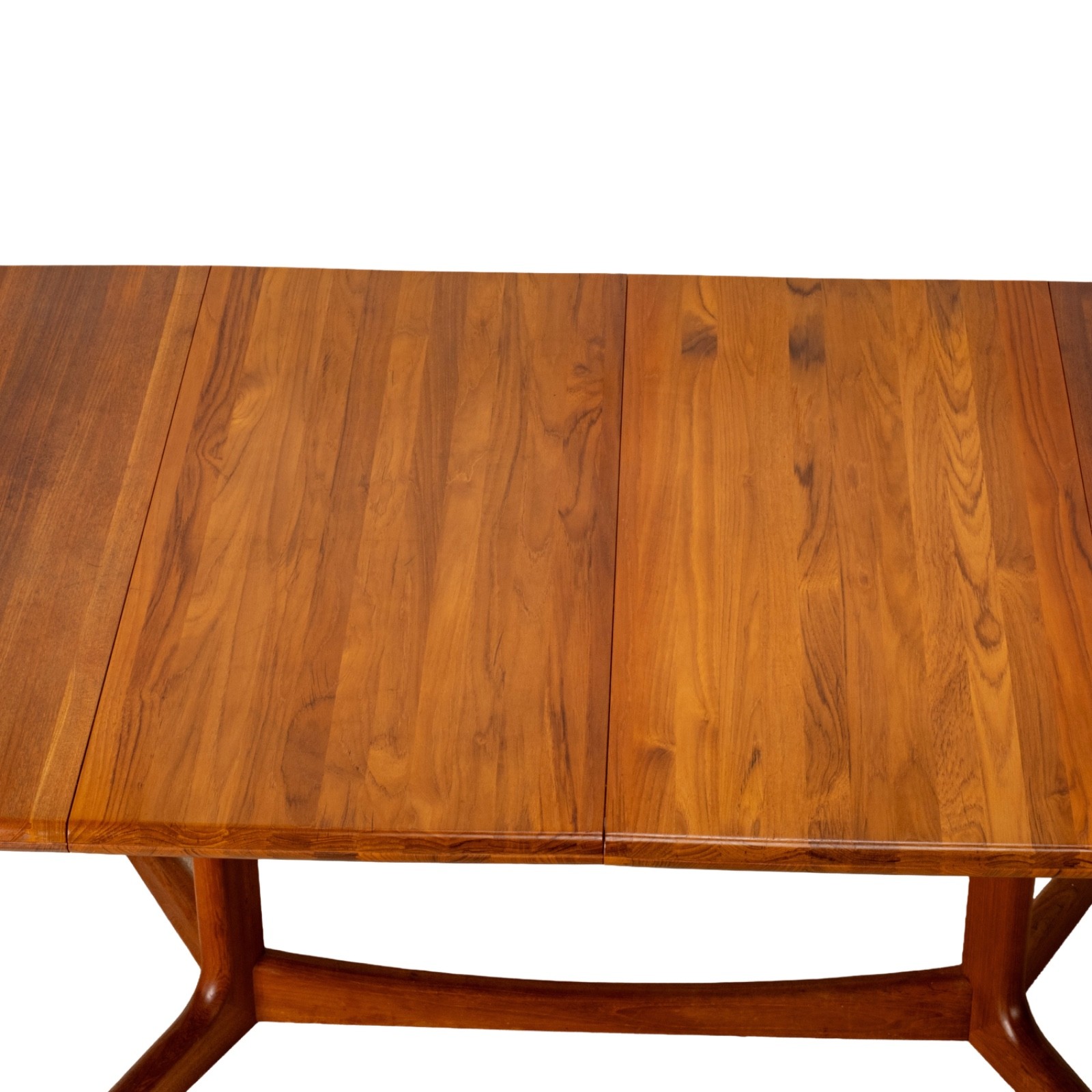 D-Scan Danish Modern Solid Teak Expandable 102″ Dining Table W/ Two Leafs