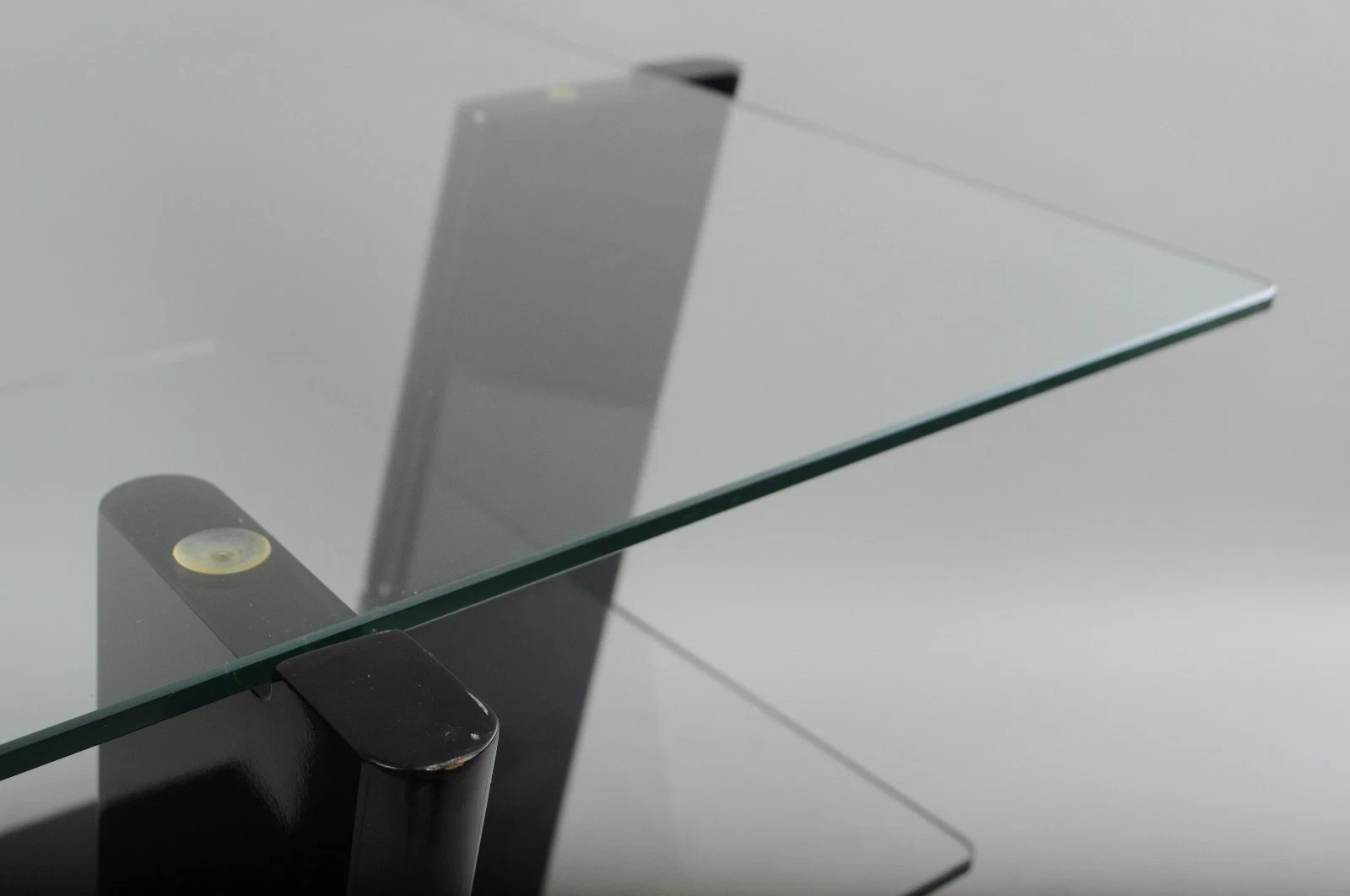 Contemporary Modern Black Lacquer & Glass 3 Tier Space Age End Tables – a Pair