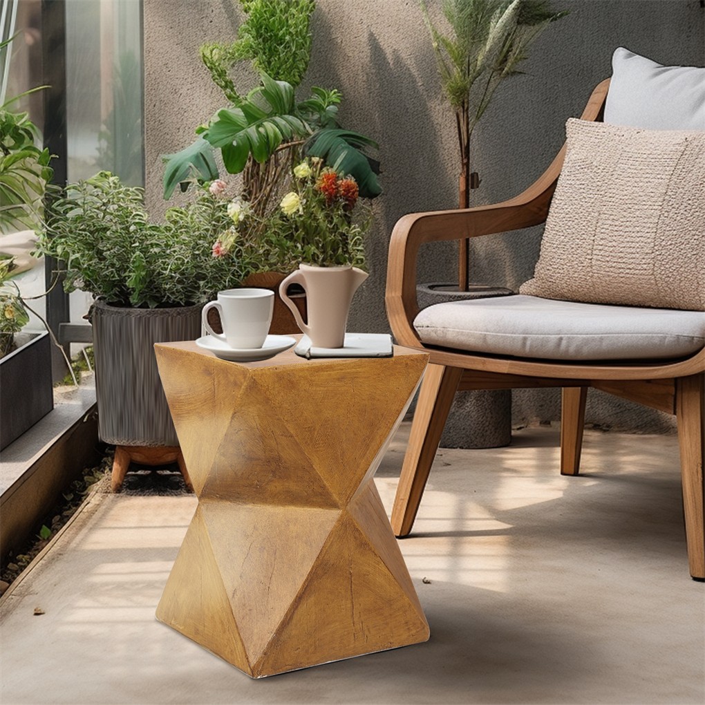 Unique Geometric Concrete Side Table Accent Table Garden Table Outdoor Furniture