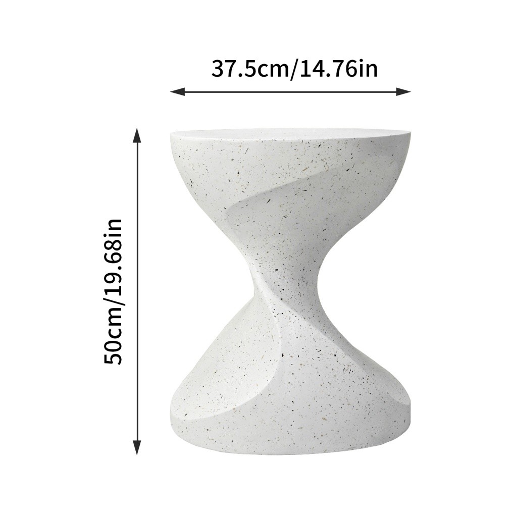 Side Table Modern Art Deco Indoor/Outdoor Accent Table Cream Terrazzo Finish