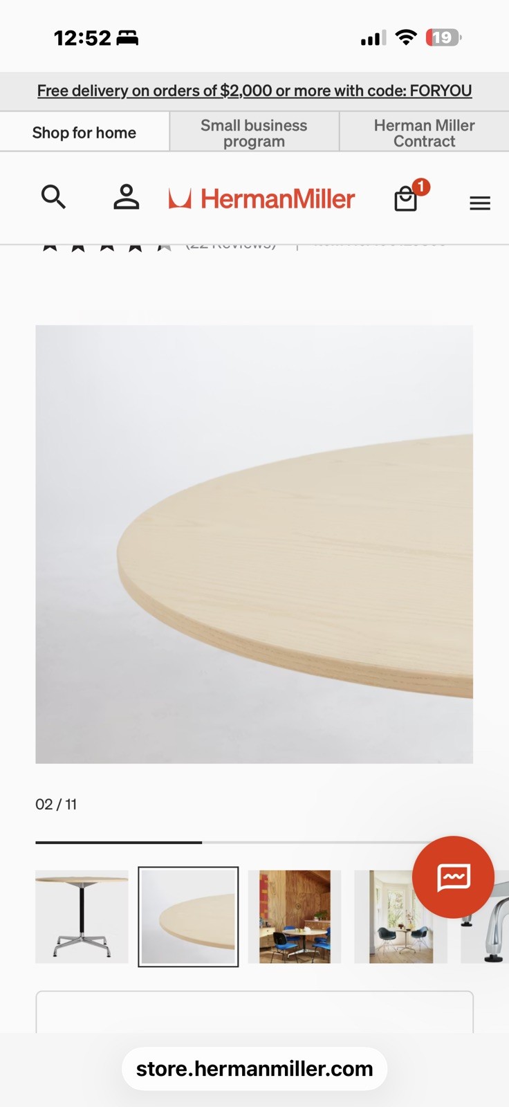 MCM Charles & Eames Herman Miller Round Oak Veneer Contract 36” Brand New