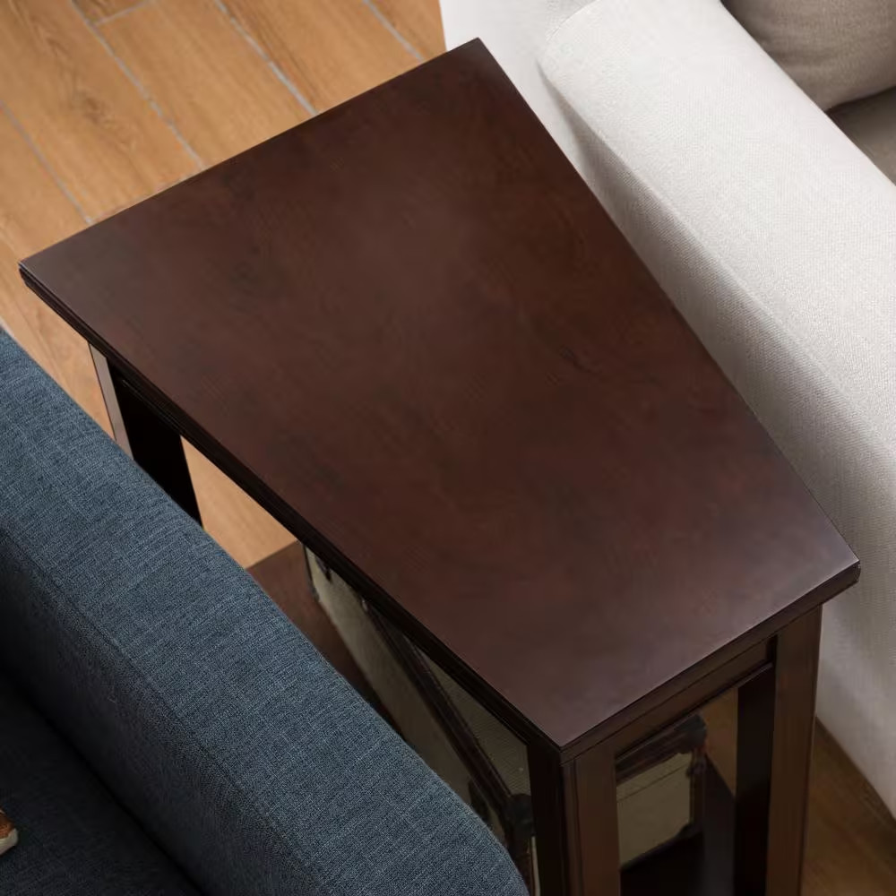 Laurent 17 In. Chocolate Cherry Wedge Solid Wood Recliner End/Side Table with Sh