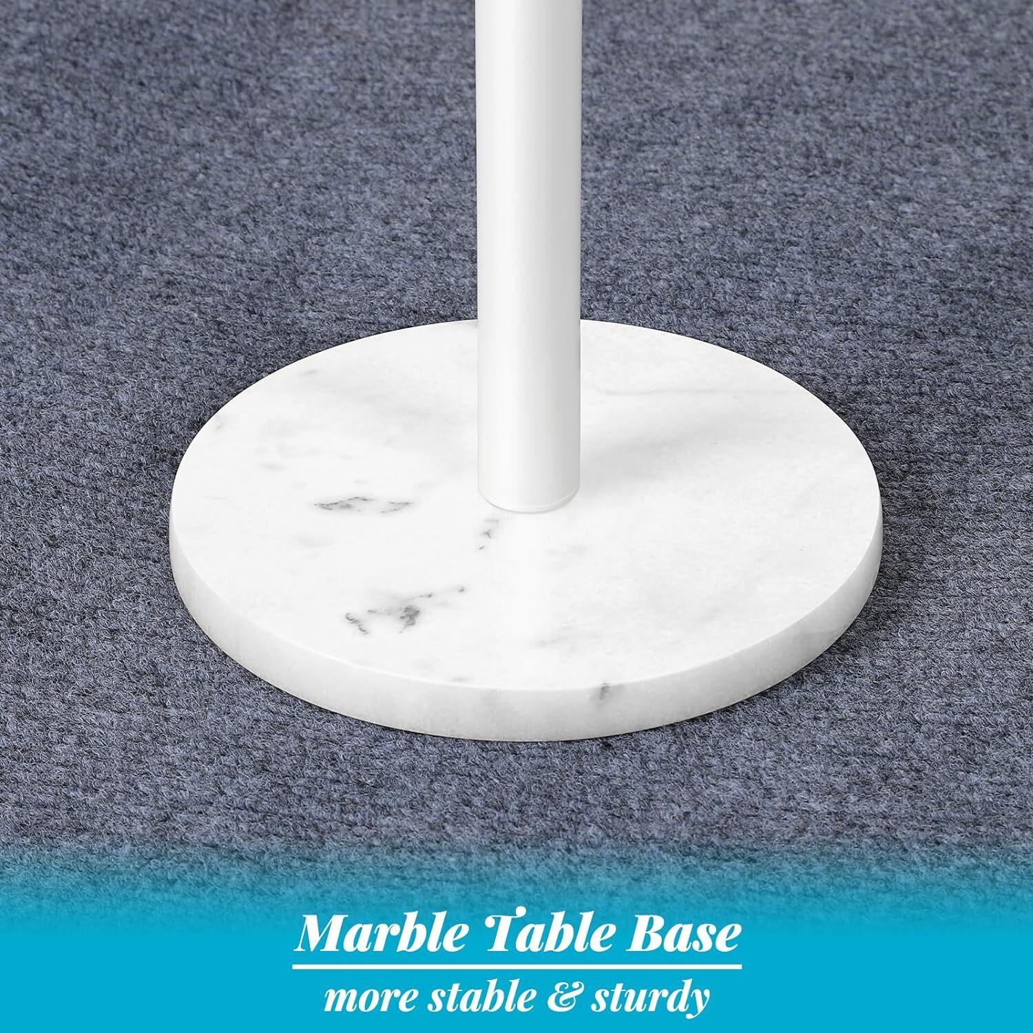 Small Drink Table for Small Spaces Round End Table w/Marble Base for Sofa Couch