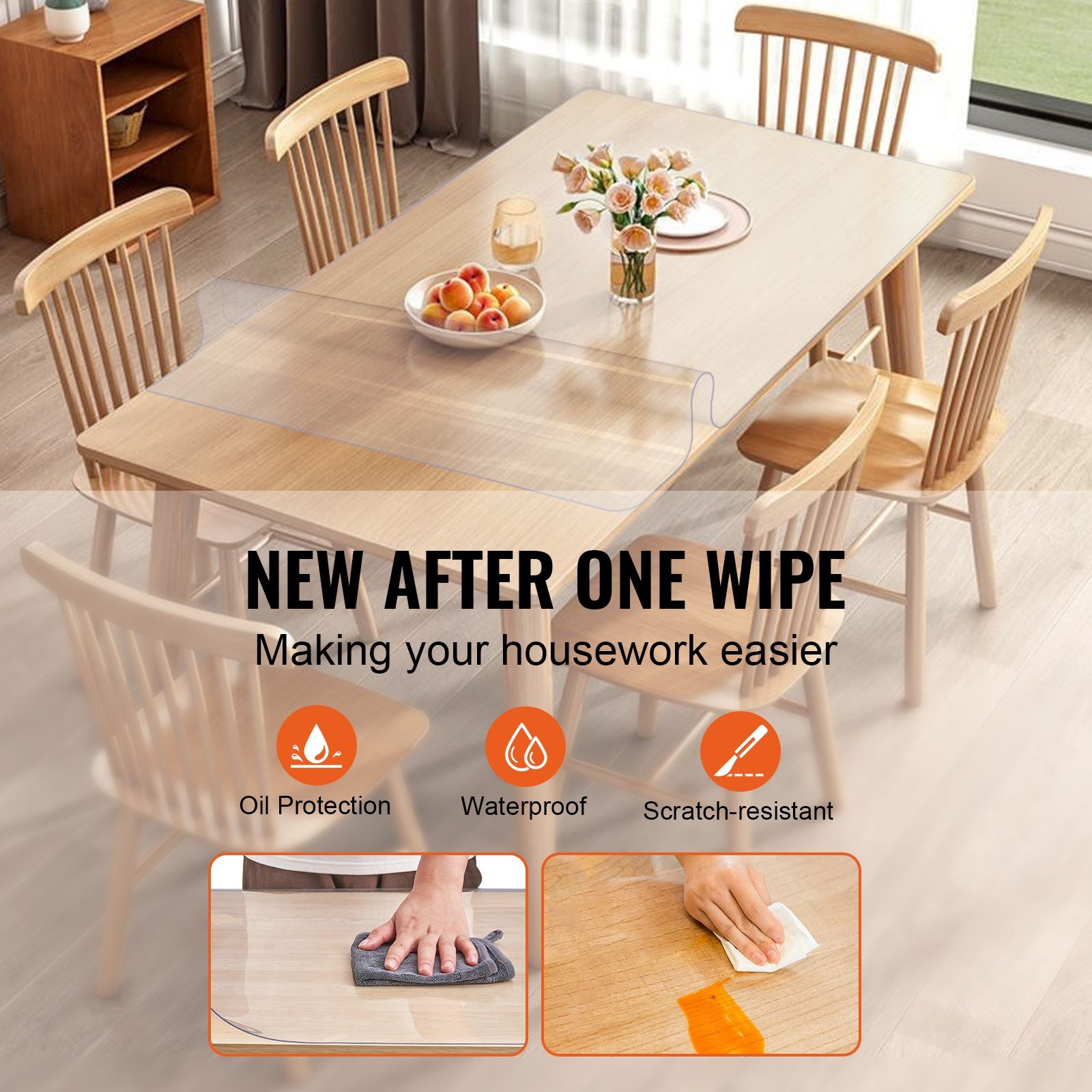 Clear Table Cover Protector, 18″ x 36″ Rectangle Table Cover, 1.5 mm Thick PVC
