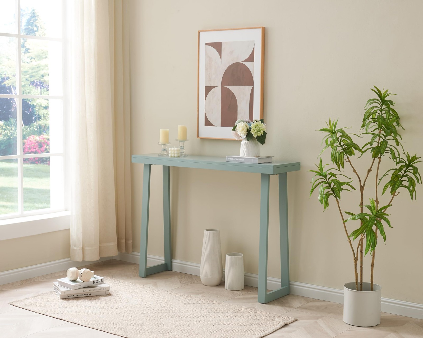 Kings Brand 36-Inch Console Entryway Table, Narrow Sofa Table, Ice Blue