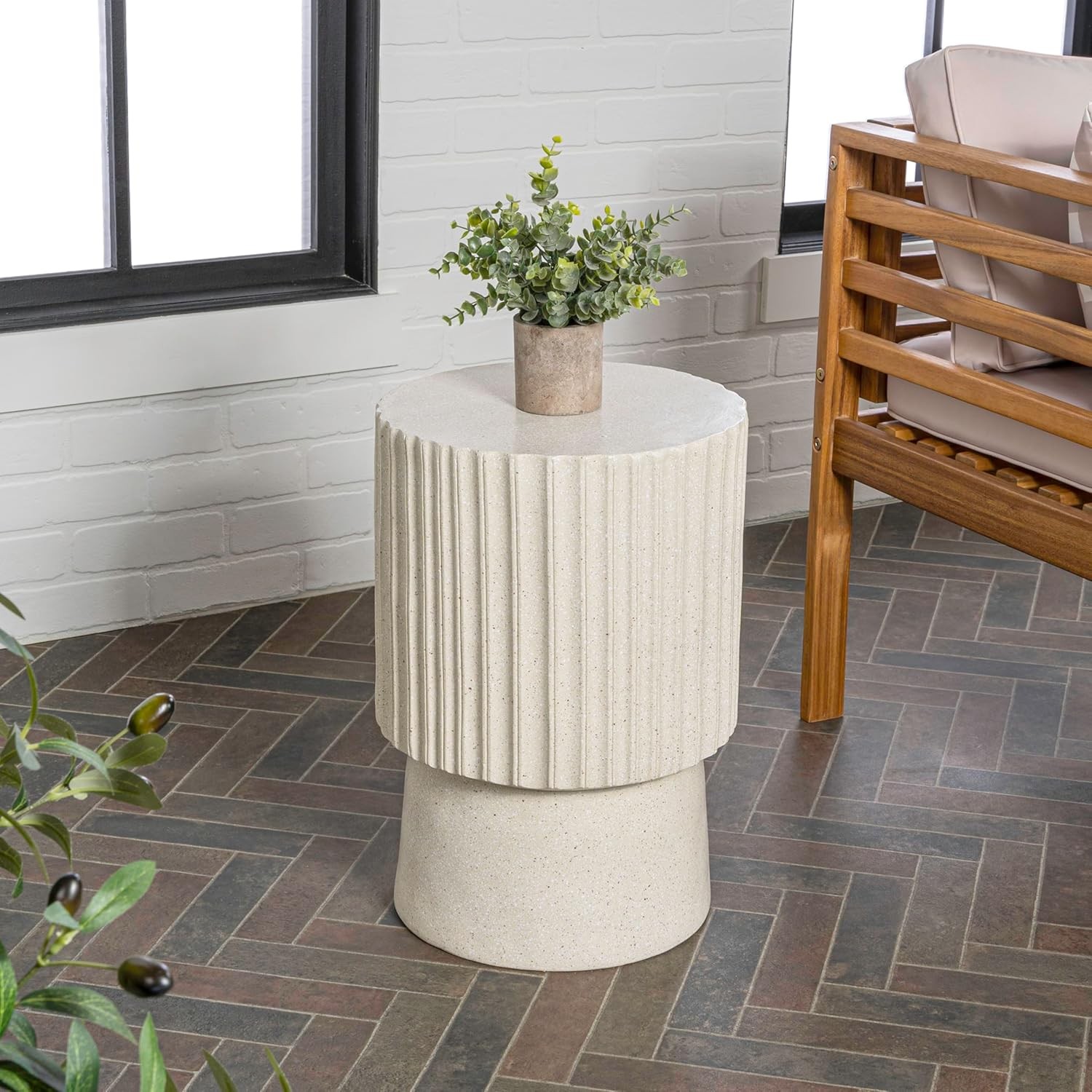 TBL1102C Louisa 19″ Modern Art Deco Tambour Indoor/Outdoor Accent Table Art Deco