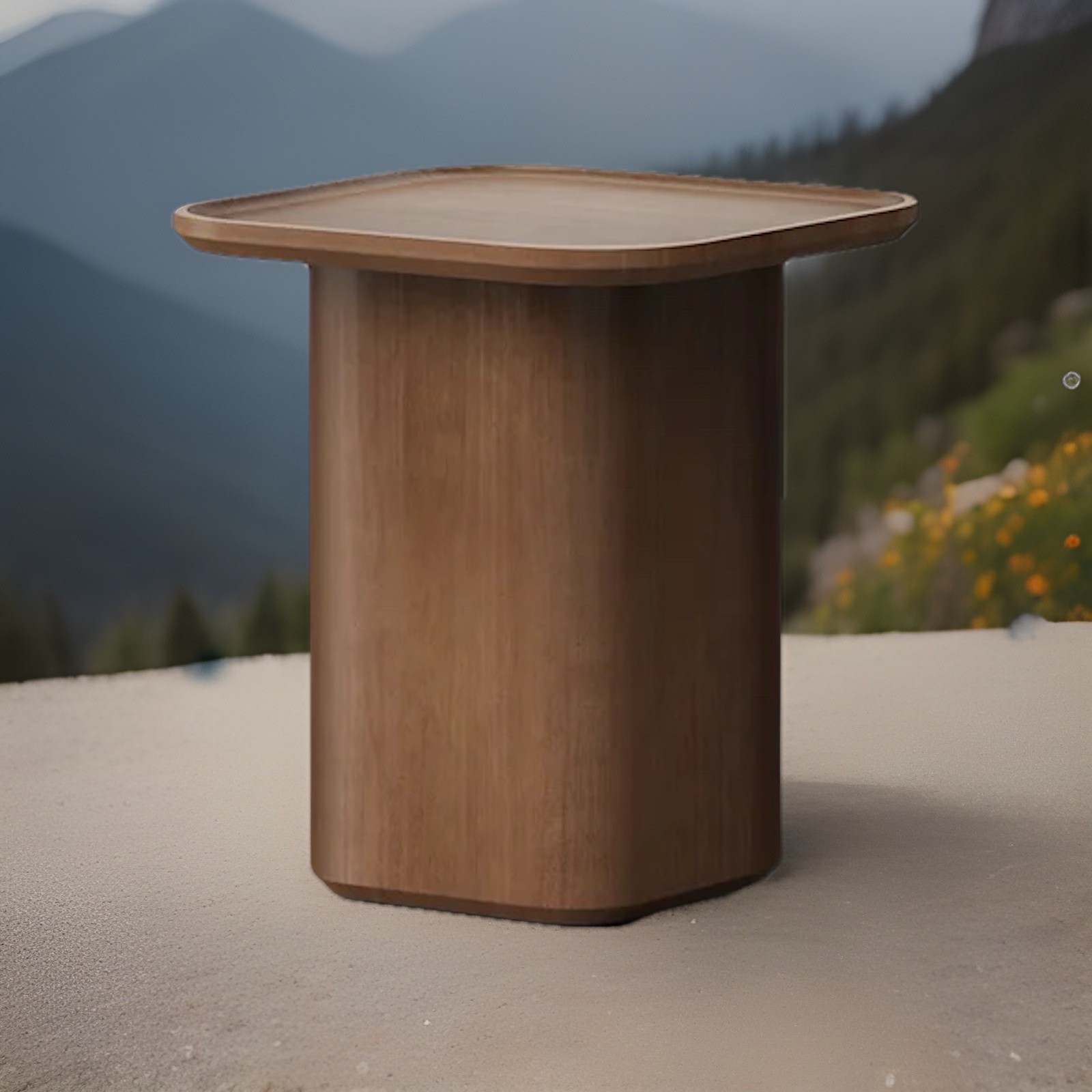 Thuma ~ Pedestal Side Table ~ Walnut Finish ~ New in Box