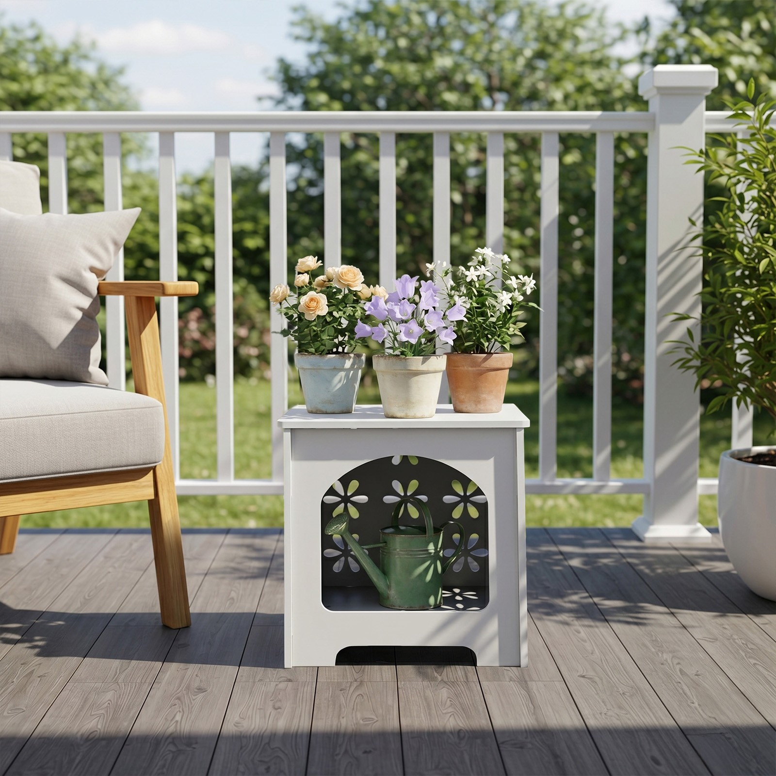 Small Side Table Living Room Bedroom PVC Bedside with Storage Rack for Indoor