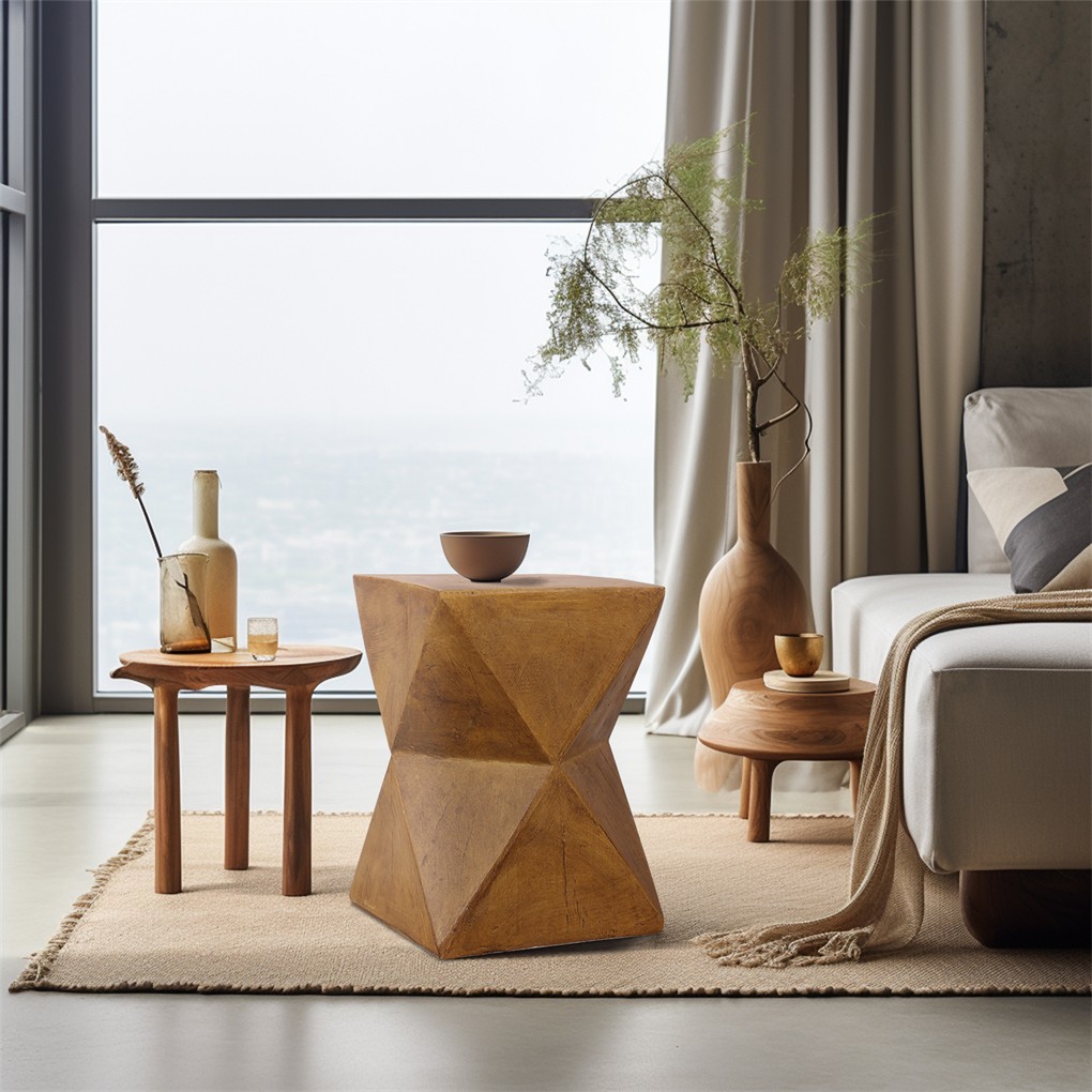 Unique Geometric Concrete Side Table Accent Table Garden Table Outdoor Furniture