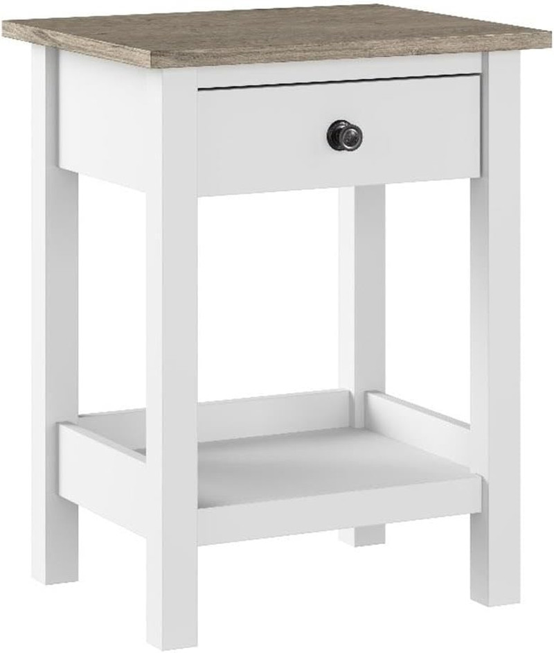 Mayfield Small End Table with Drawer in White and Shiplap Gray for Any Room