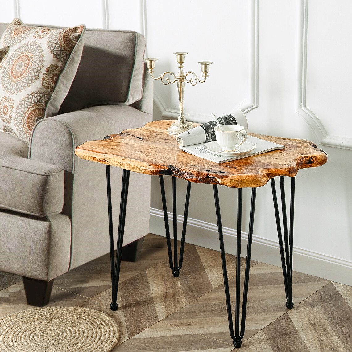 15″ – 30″ Coffee Table Metal Hairpin Legs Wrought Iron Bar Black Set of 4