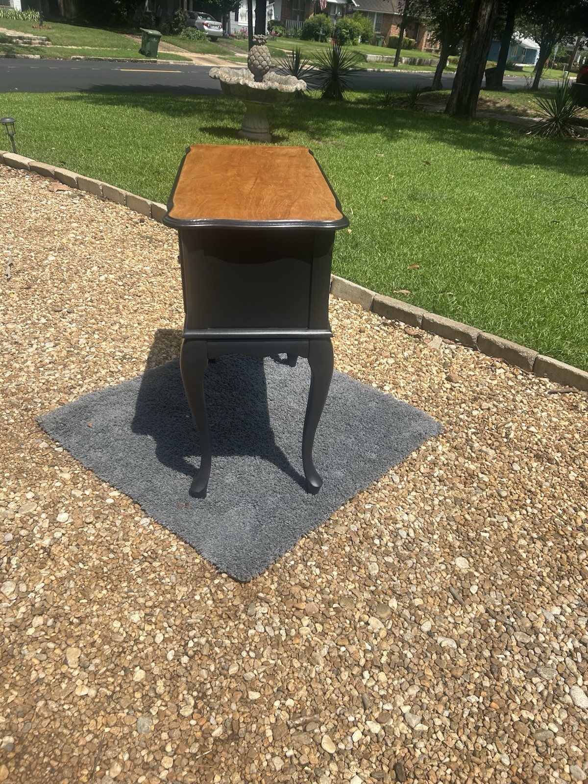 Black/Brown Two-Tone Wood Console Table 3 Drawers Bail Pull 32x17x31 in