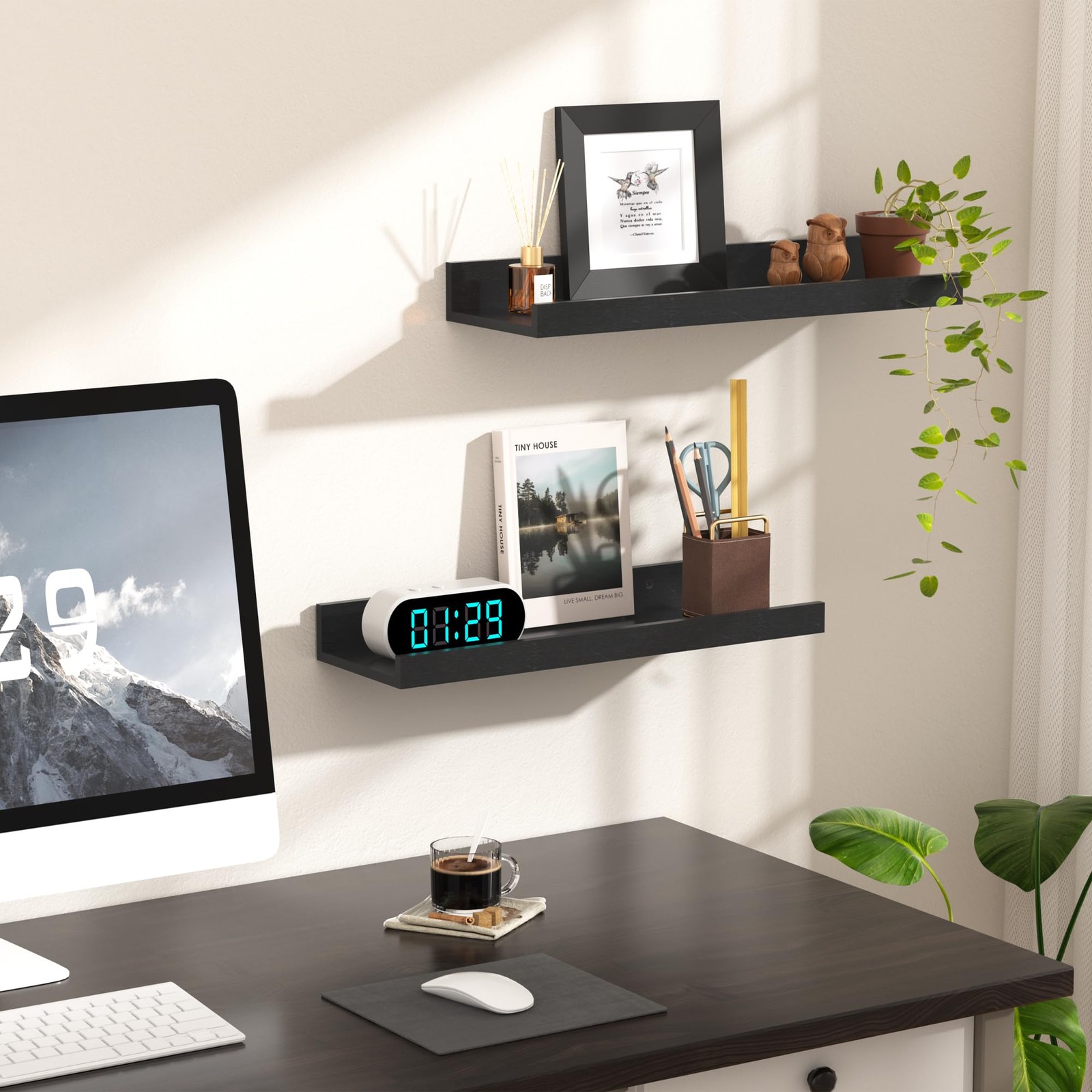 upsimples Floating Shelves for Wall, Wall Decor 15.7in, Black