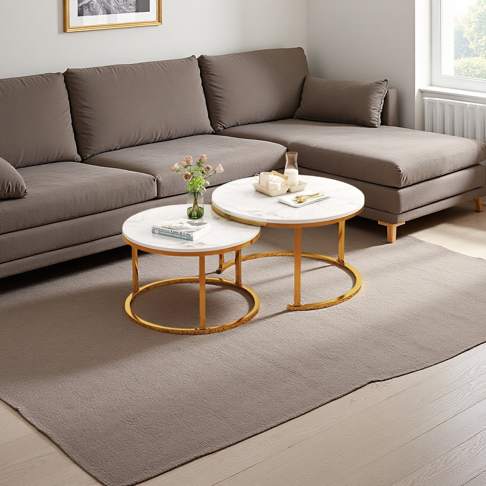Living room coffee table, classic nested combination (glossy)