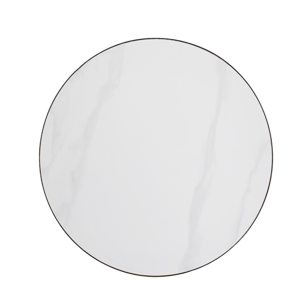31.5 Inch Mid Century Modern Pedestal Table White Ceramic Top MDF Metal