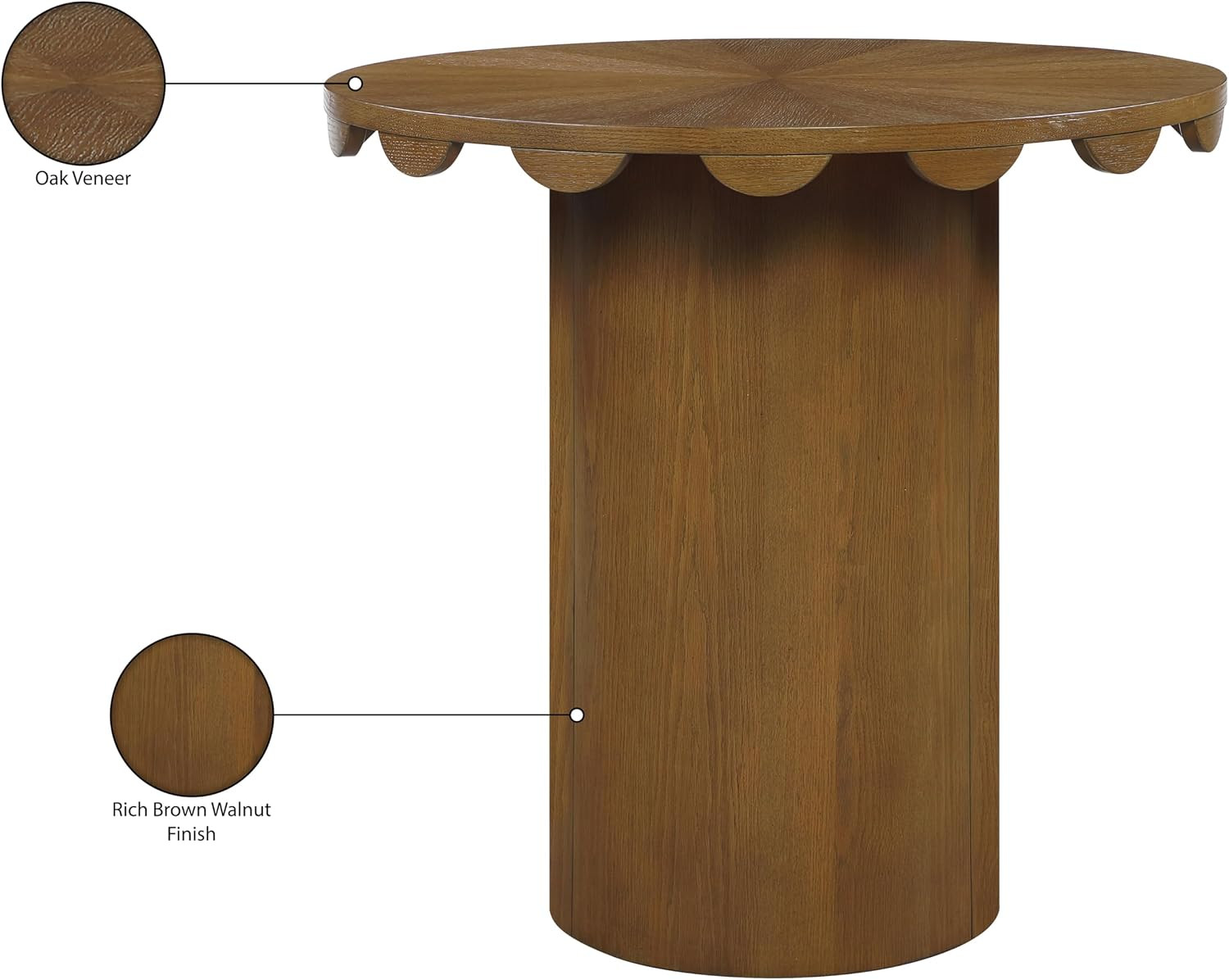 Art Deco Counter Height Table – Meridian Furniture Dahlia Collection, Brown Fini