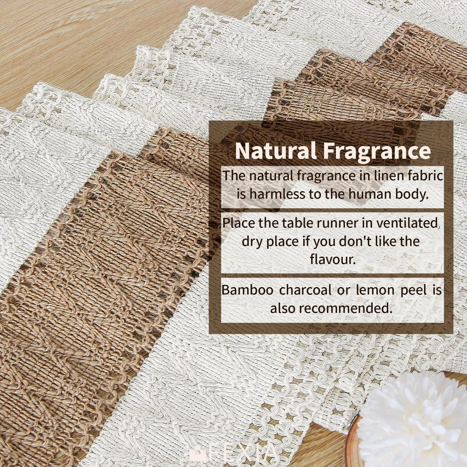 FEXIA Boho Table Runner for Home Decor with Tassels 72 Inches 12×72″, Brown