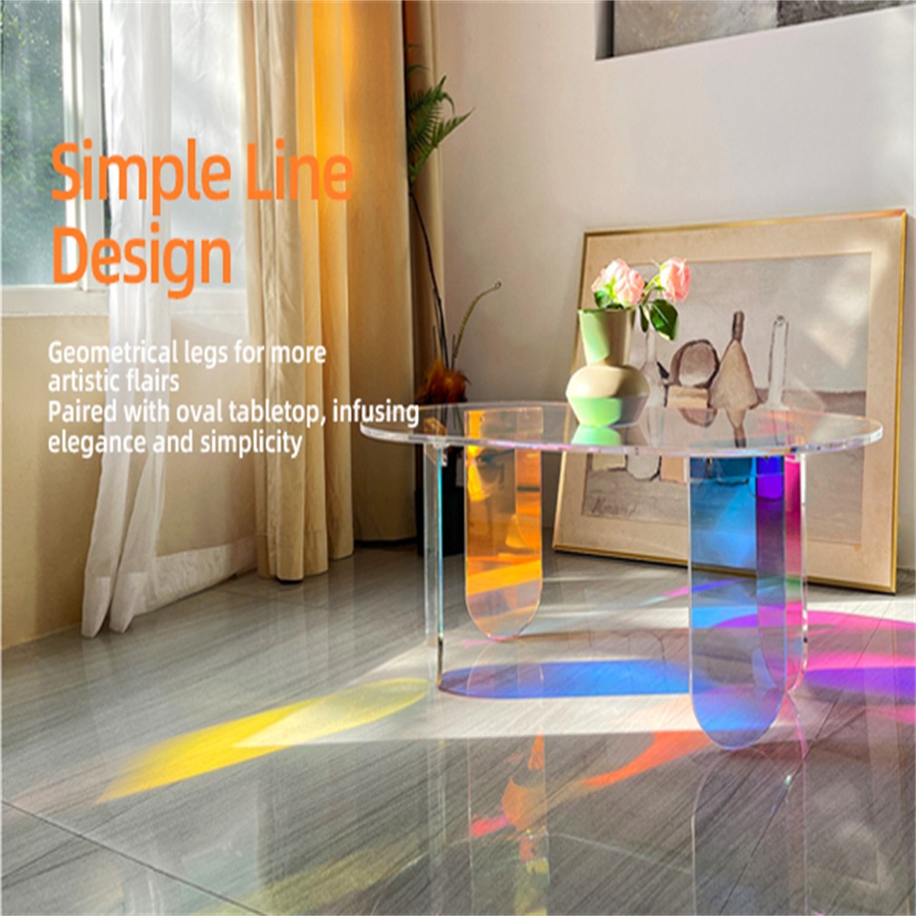 Rainbow-colored Coffee Table With Pvc Mat Vitality Indoor Home Decoration