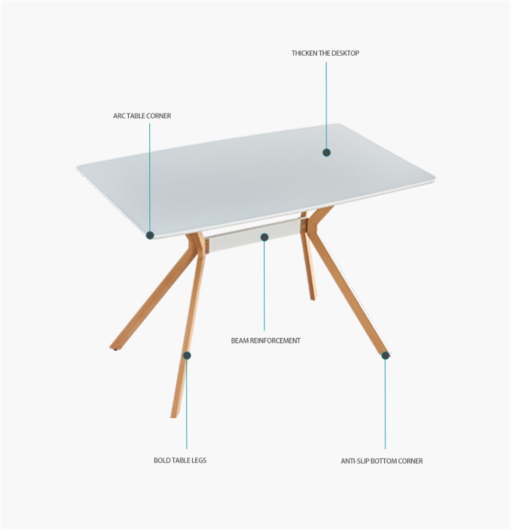 Modern Minimalist Dining Table MDF Top Metal Legs White 47.24″ x 28.74″