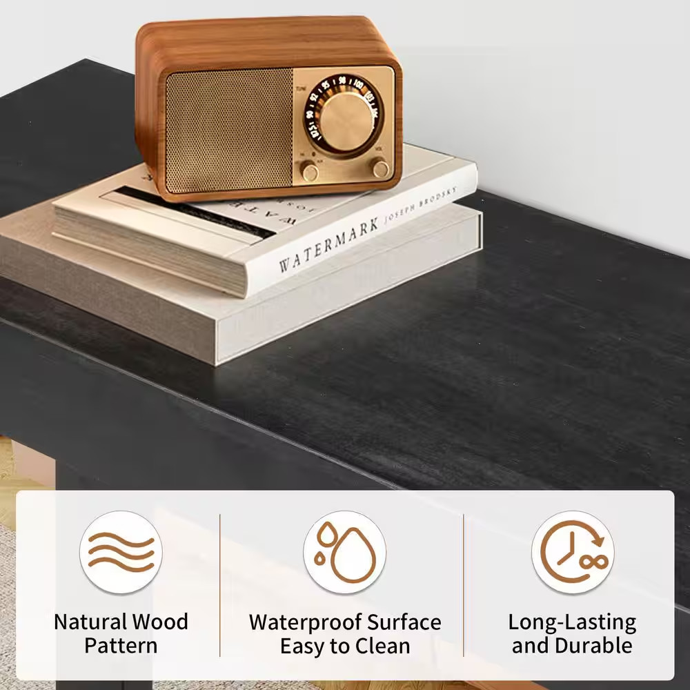 46 In. Walnut Wood Rectangle MDF Console Table