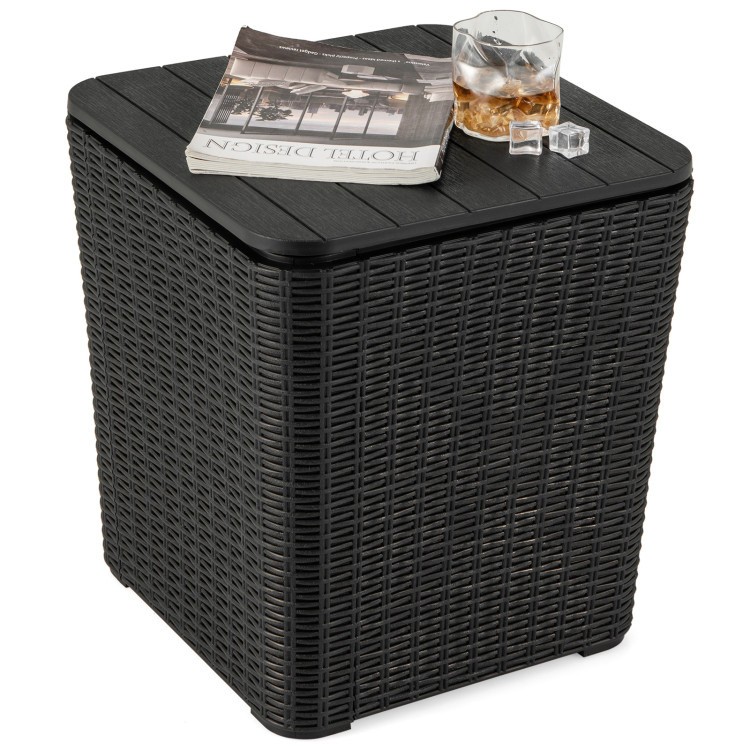 Outdoor Resin End Table 15in, 11.5-Gal Storage, 330lb Weight Limit