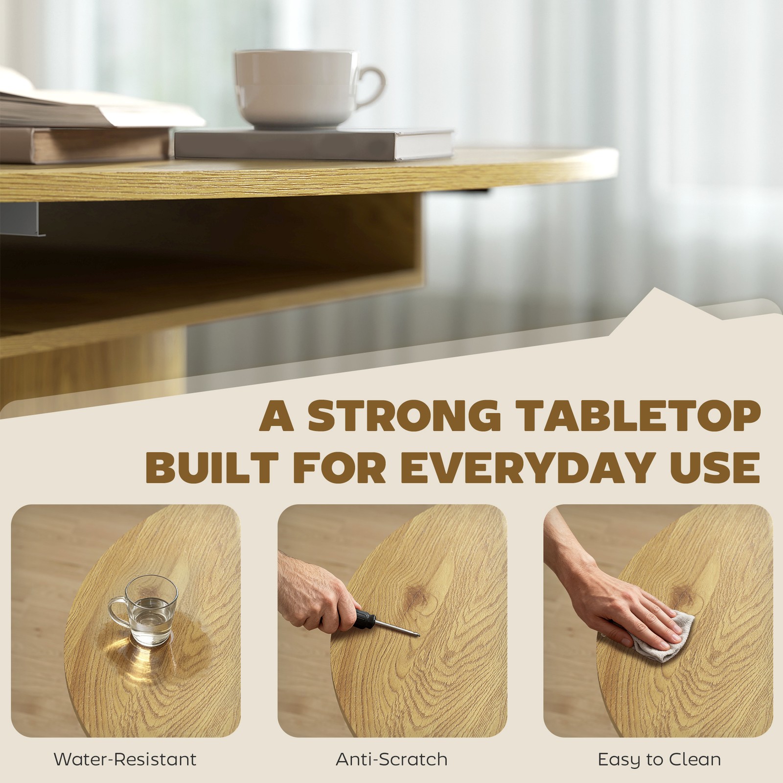 Extendable Dining Table, 60″ Oval Kitchen Table for 6, Natural Wood