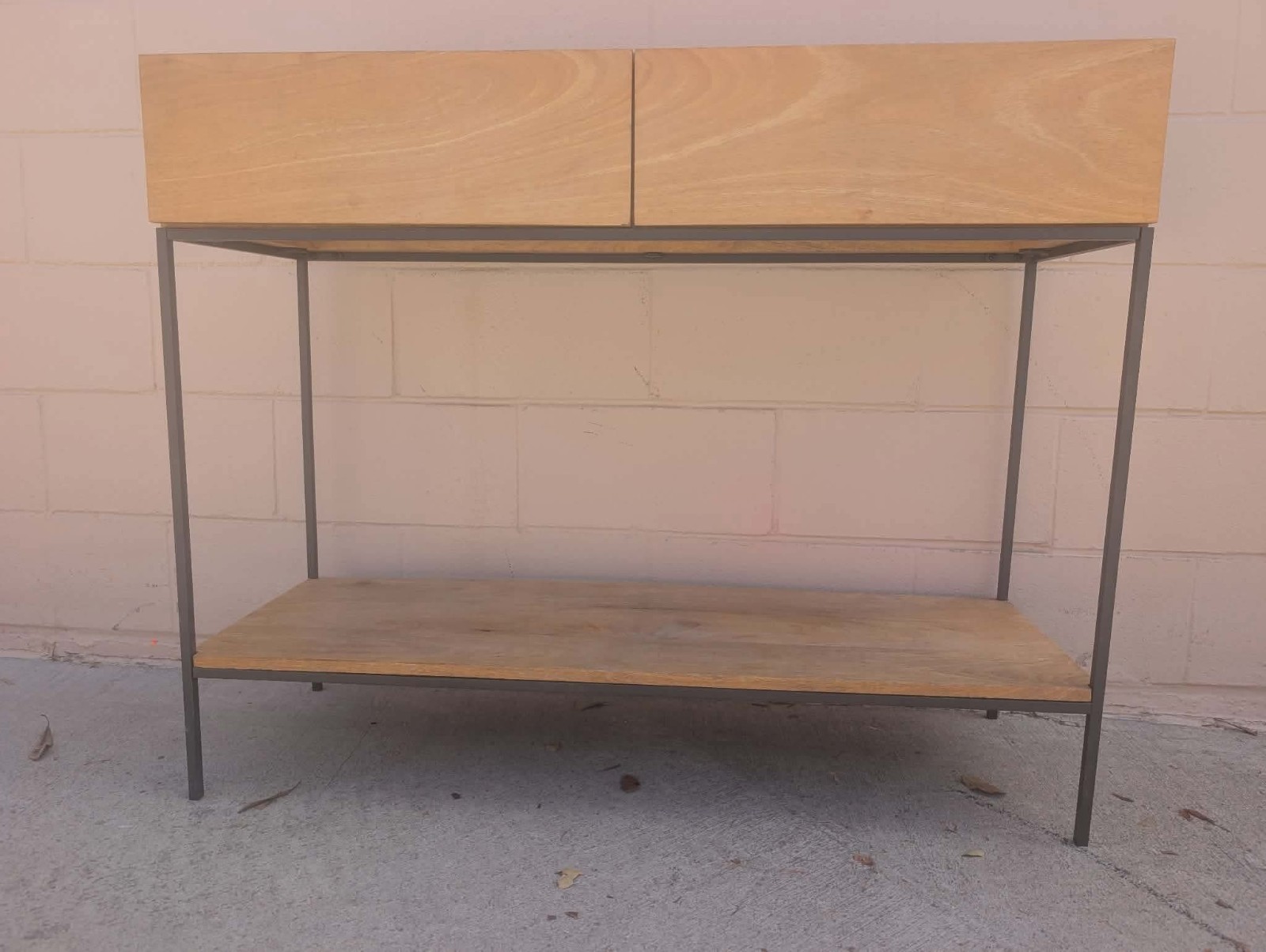 West Elm Raw Mango Wood & Iron Industrial storage console 42”