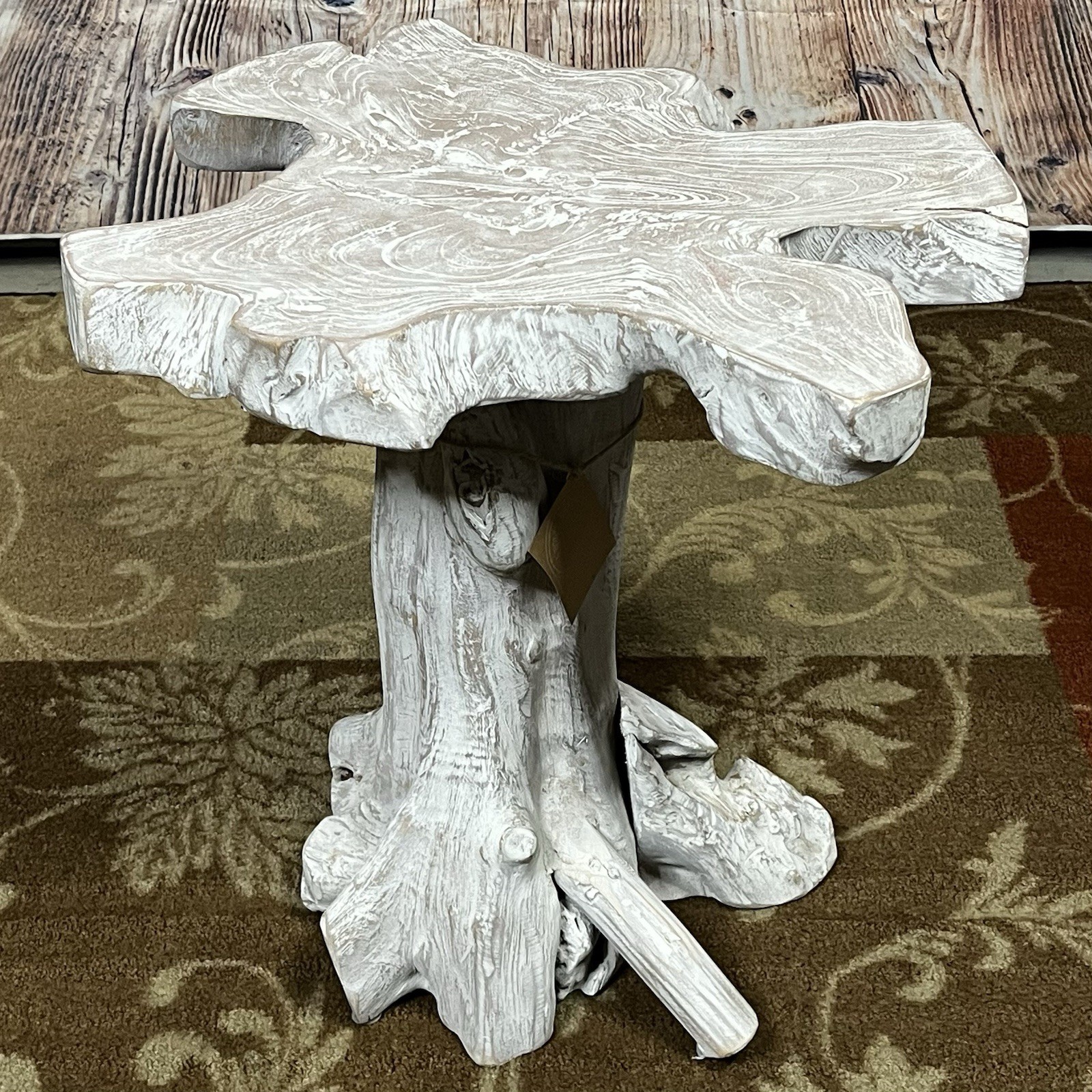 Natural Teak Solid HardWood Slab Table Top Coffee End Table White 21” Tall