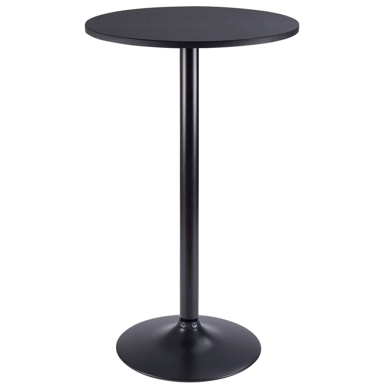 Bistro Pub Table Round Bar Height Cocktail Table Metal Base MDF Top Obsidian …