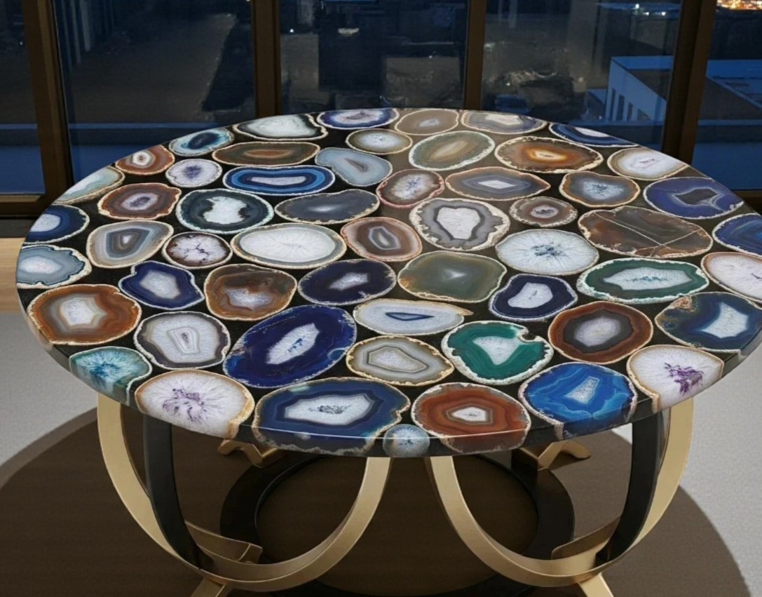 Multicolor Agate Coffee Table , Agate Custom Table , Luxury Living Room Table