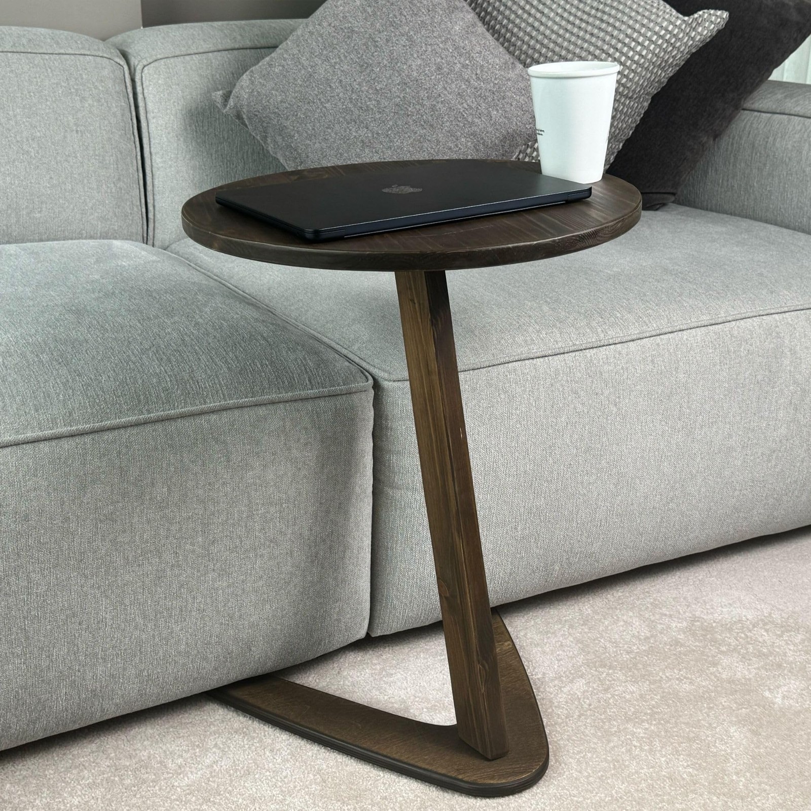 C-Shaped Handmade End Table, Side Table for Couches, Sofa Tables Slide Under …