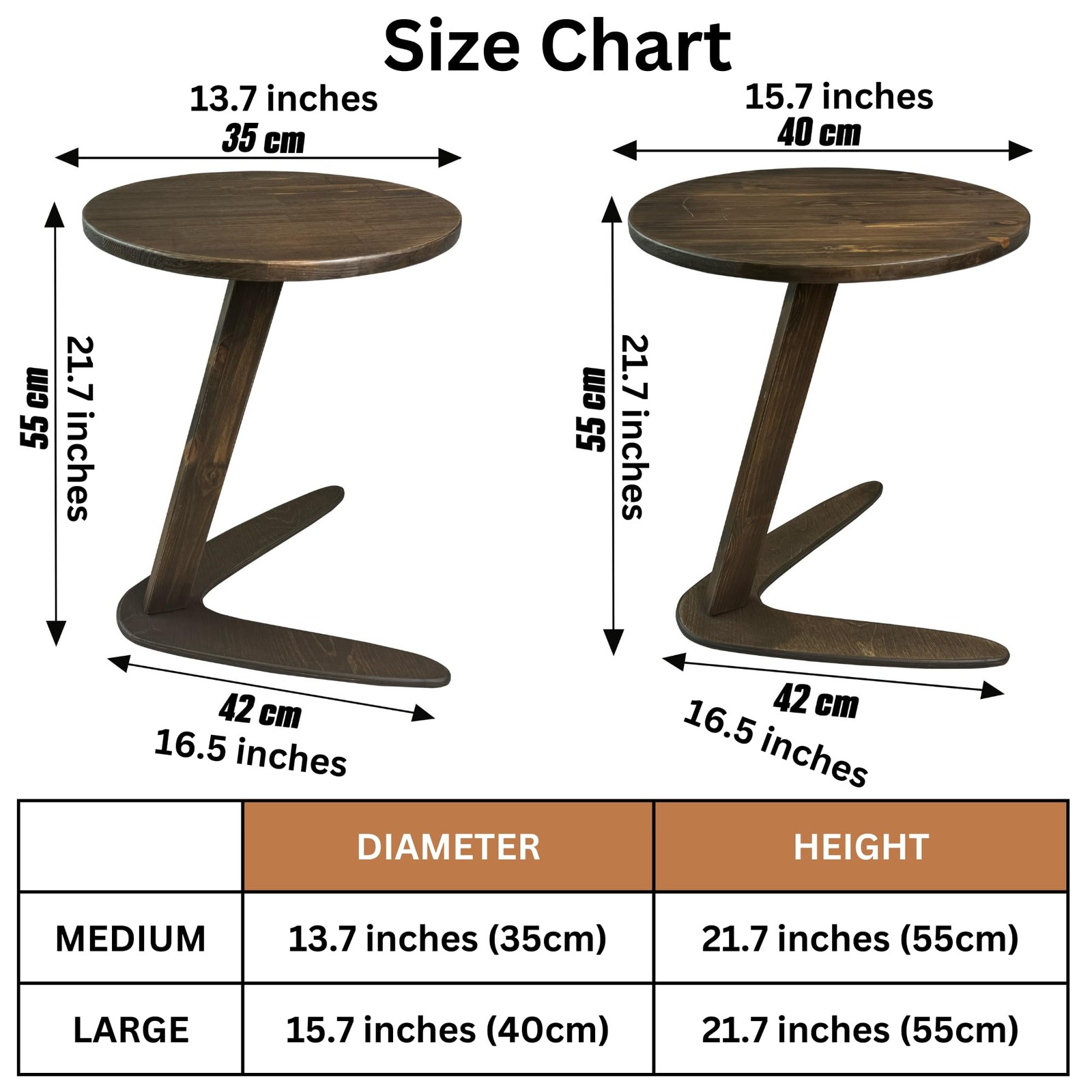 C-Shaped Handmade End Table, Side Table for Couches, Sofa Tables Slide Under …