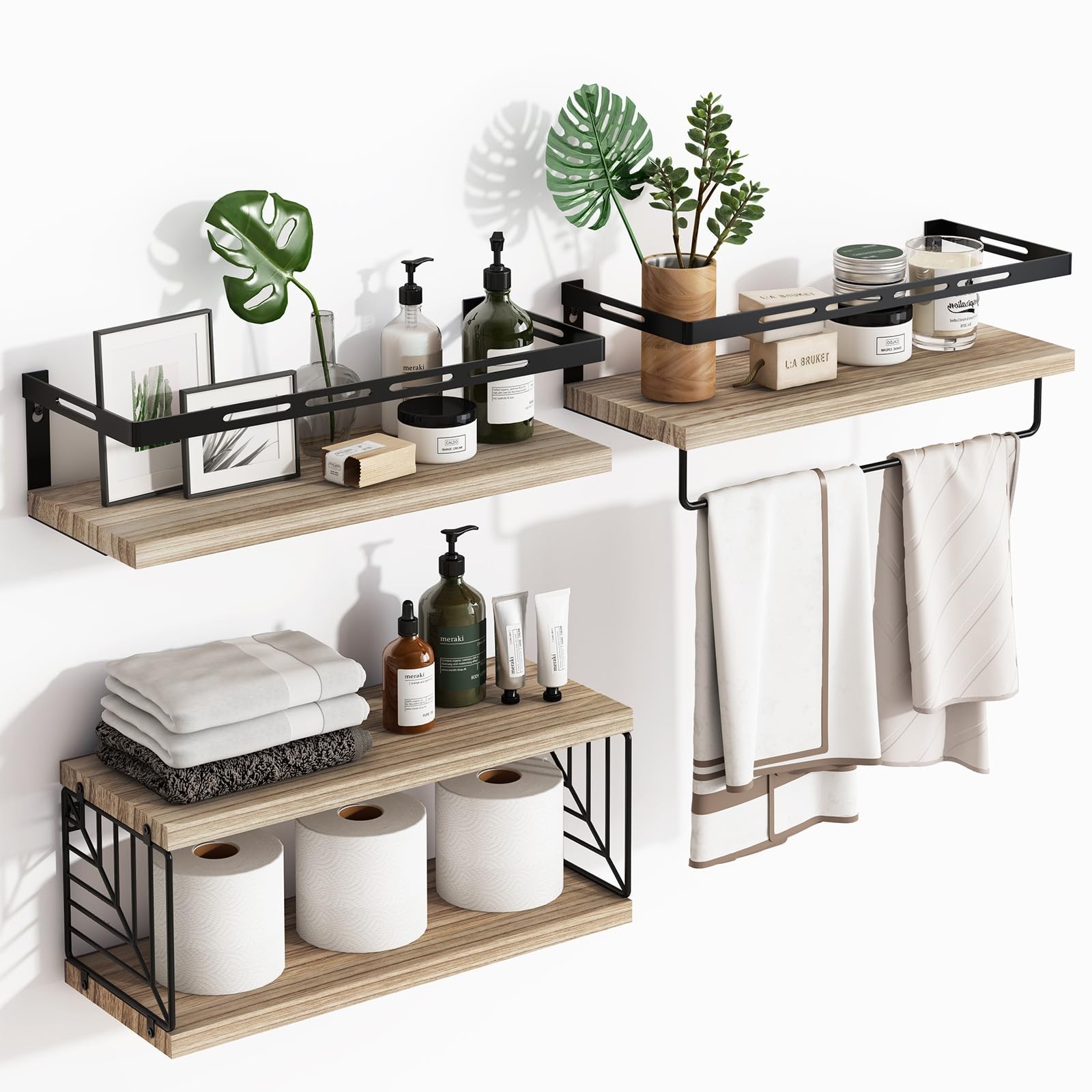 Fixwal Bathroom Shelves Over Toilet, 15.8 X 5.9 X 0.6 Inches, 1-rustic Brown
