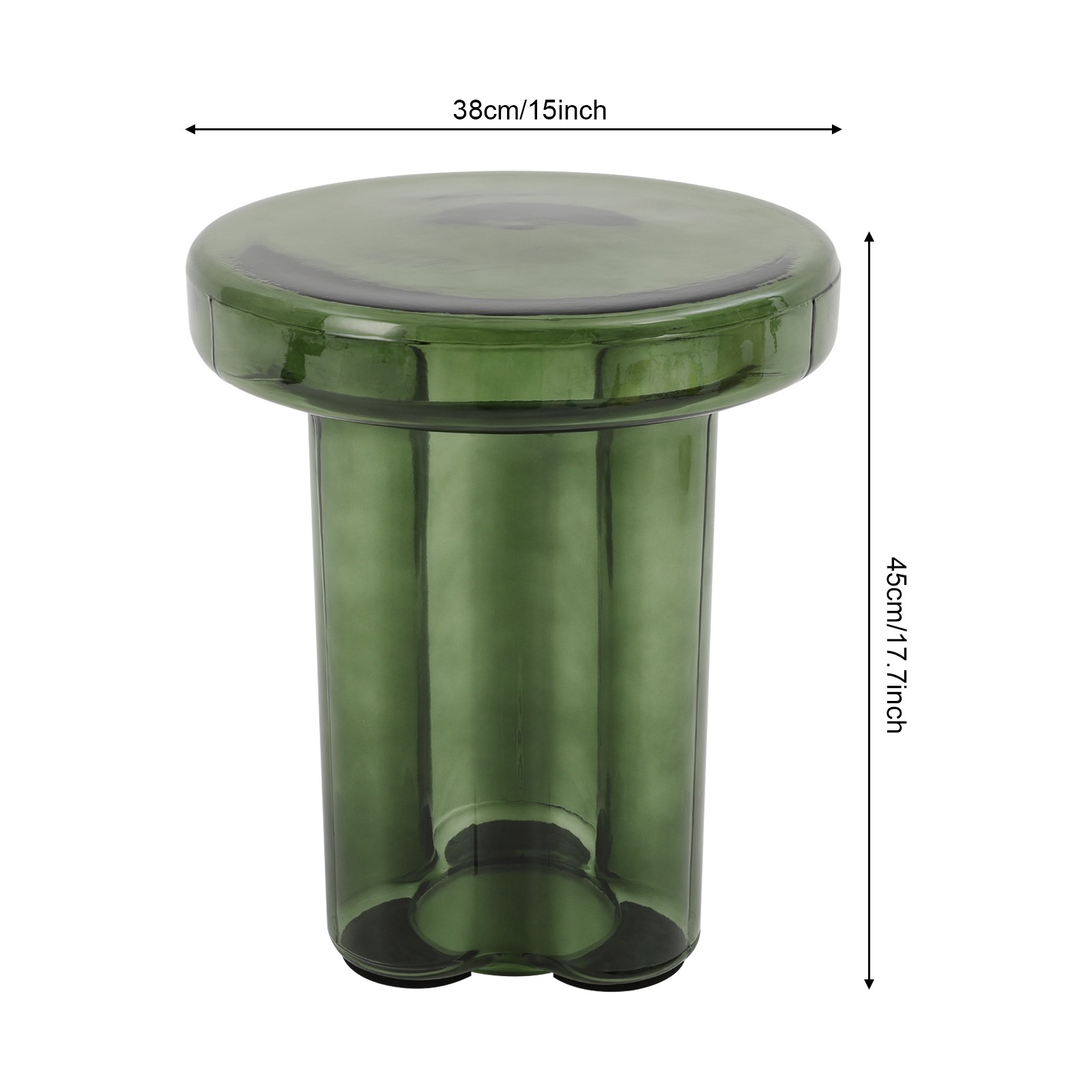 Max 20kg Round Glass Side Table Coffee Table 15*17.7in Home Modern Sofa Table