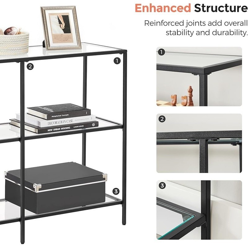 Durable Glass Console Table W/ Adjustable Feet Stylish Home Decor Display New