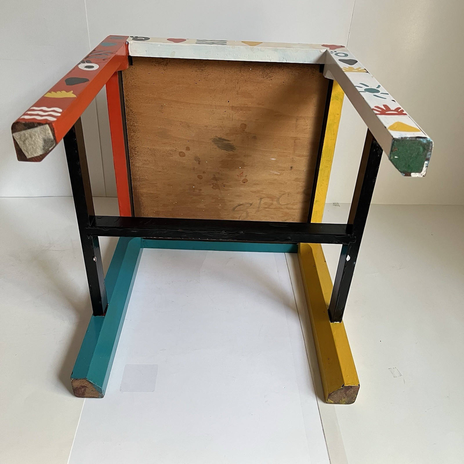 Hand-Painted Colorful Folk Art Design Side Table End Table Decor