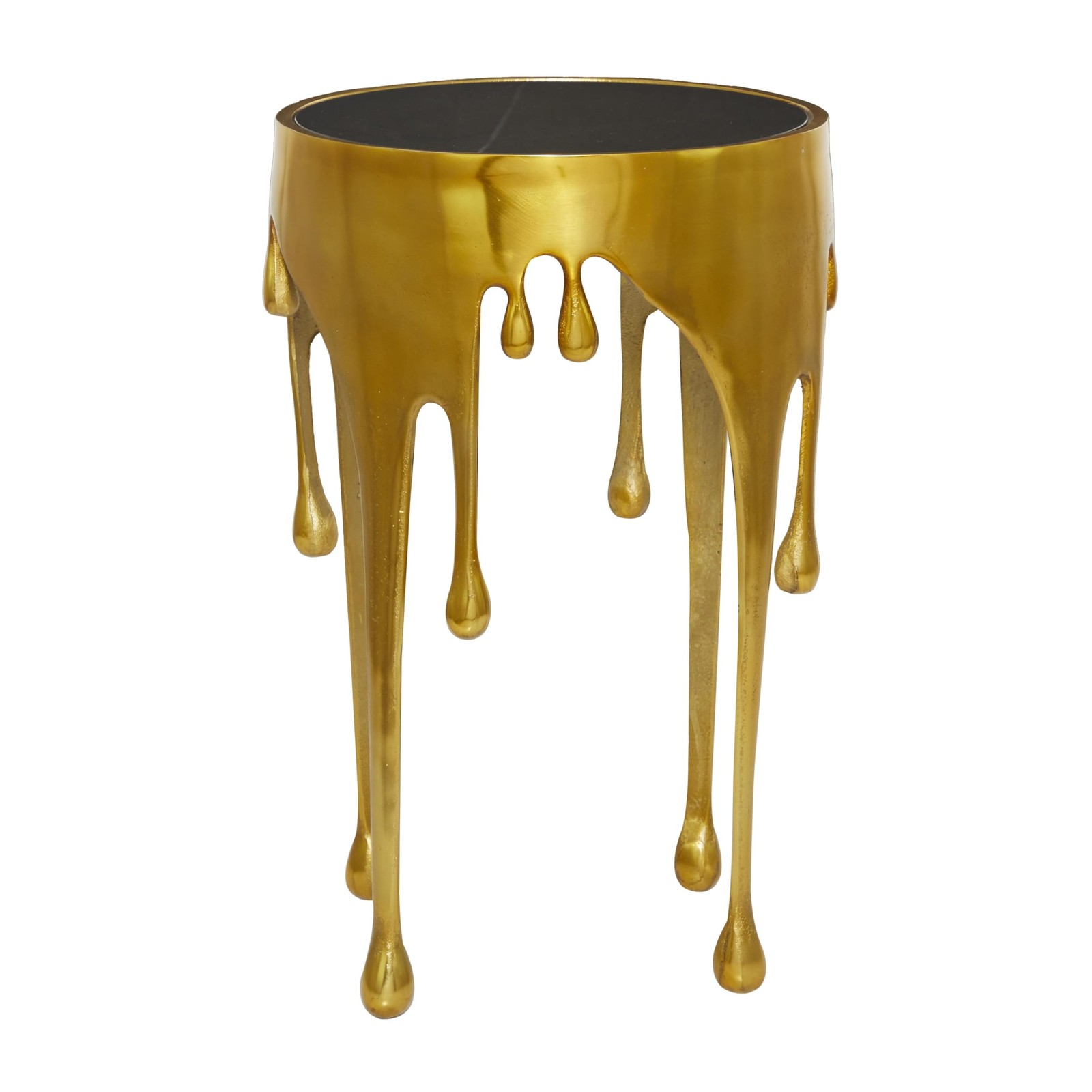 Deco 79 Aluminum Drip Accent Table with Melting Designed Legs and Shaded Glass ,