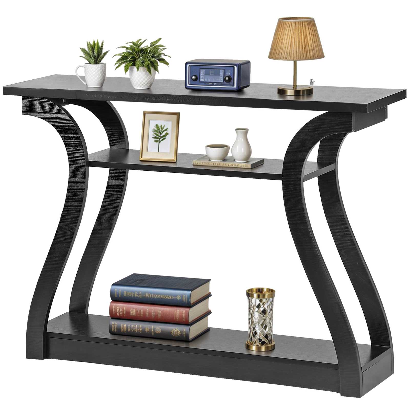 47″ Console Table Black Accent Side Stand Sofa Entryway Hallway Table Desk Wall