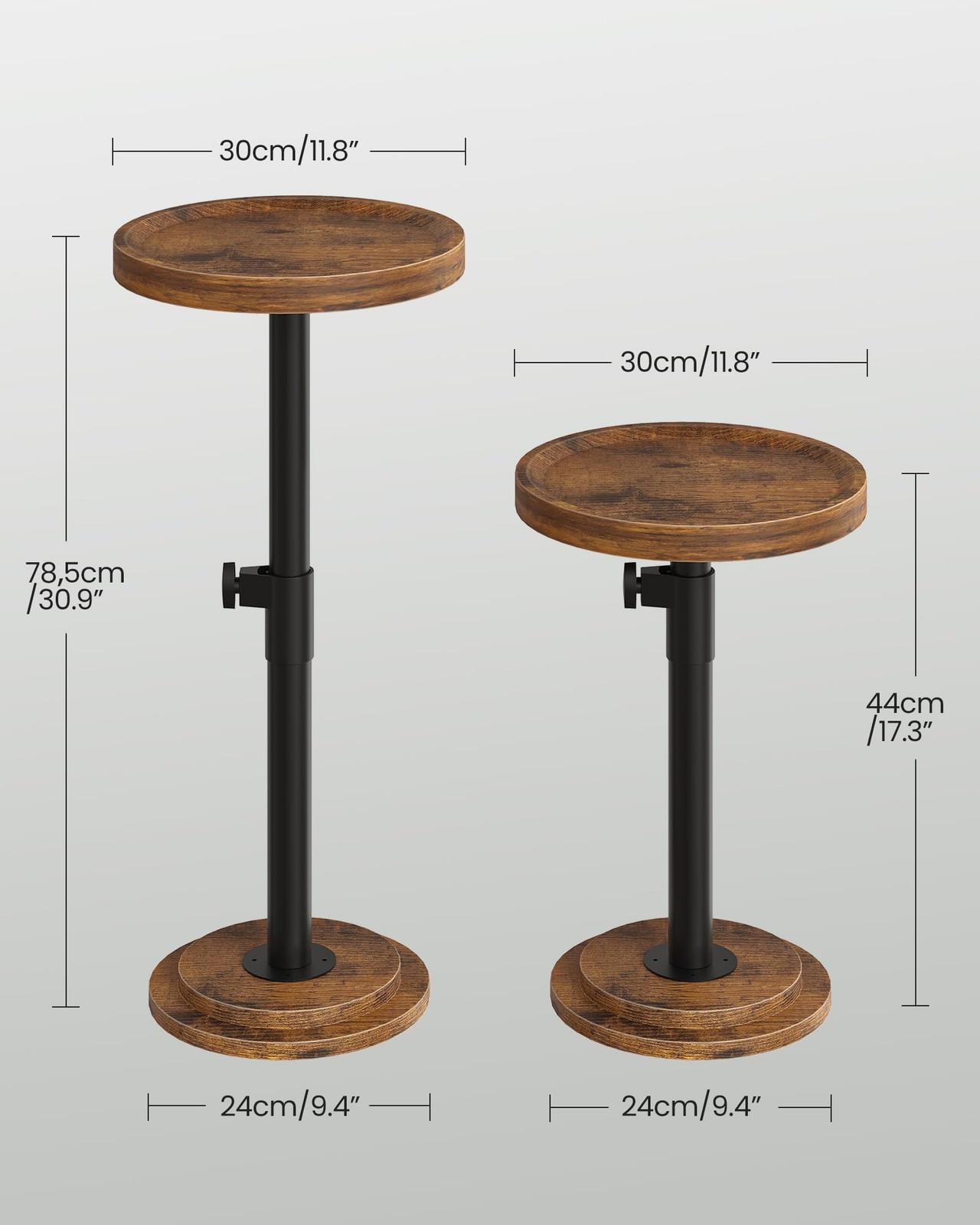 Height Adjustable Drink Table, Small Round Side Table, Pedestal Martini Table…