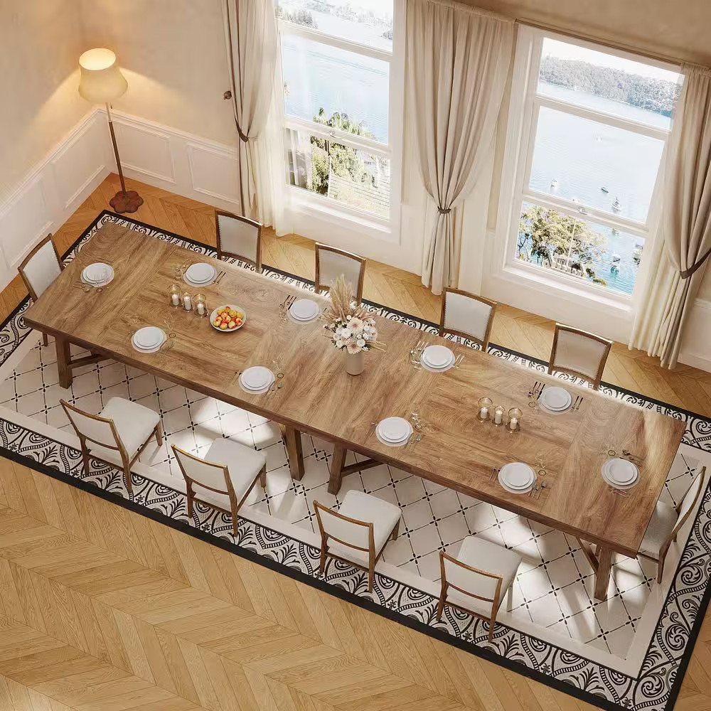 70.9 In. Natural Rectangle Wood Dining Table for 6-8, Large Farmhouse Table with