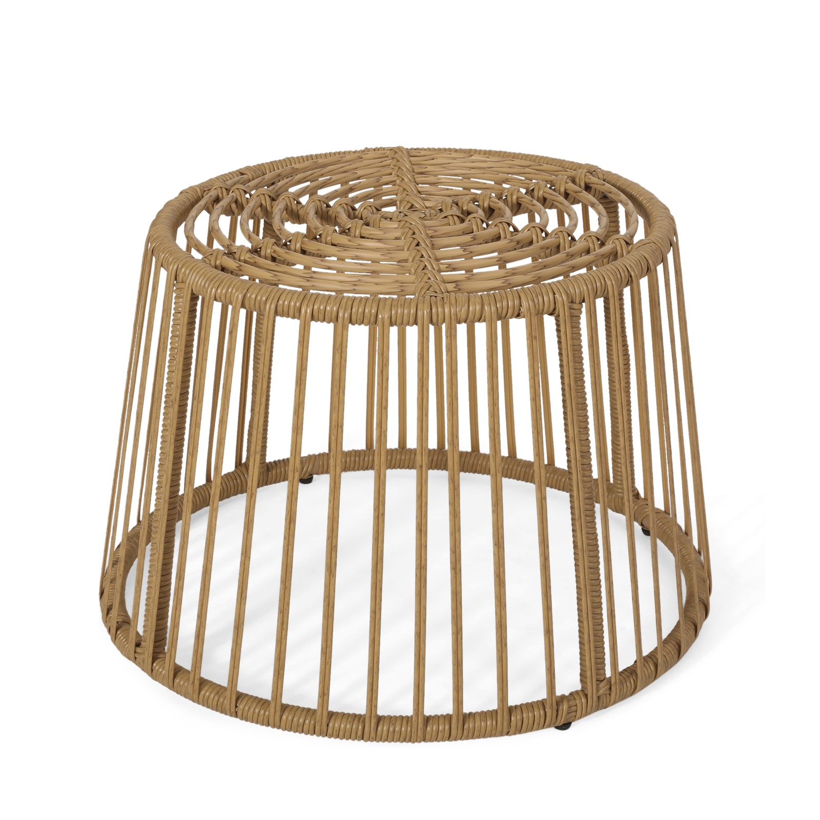 Chair & Side Table Set, Faux Rattan, Light Brown