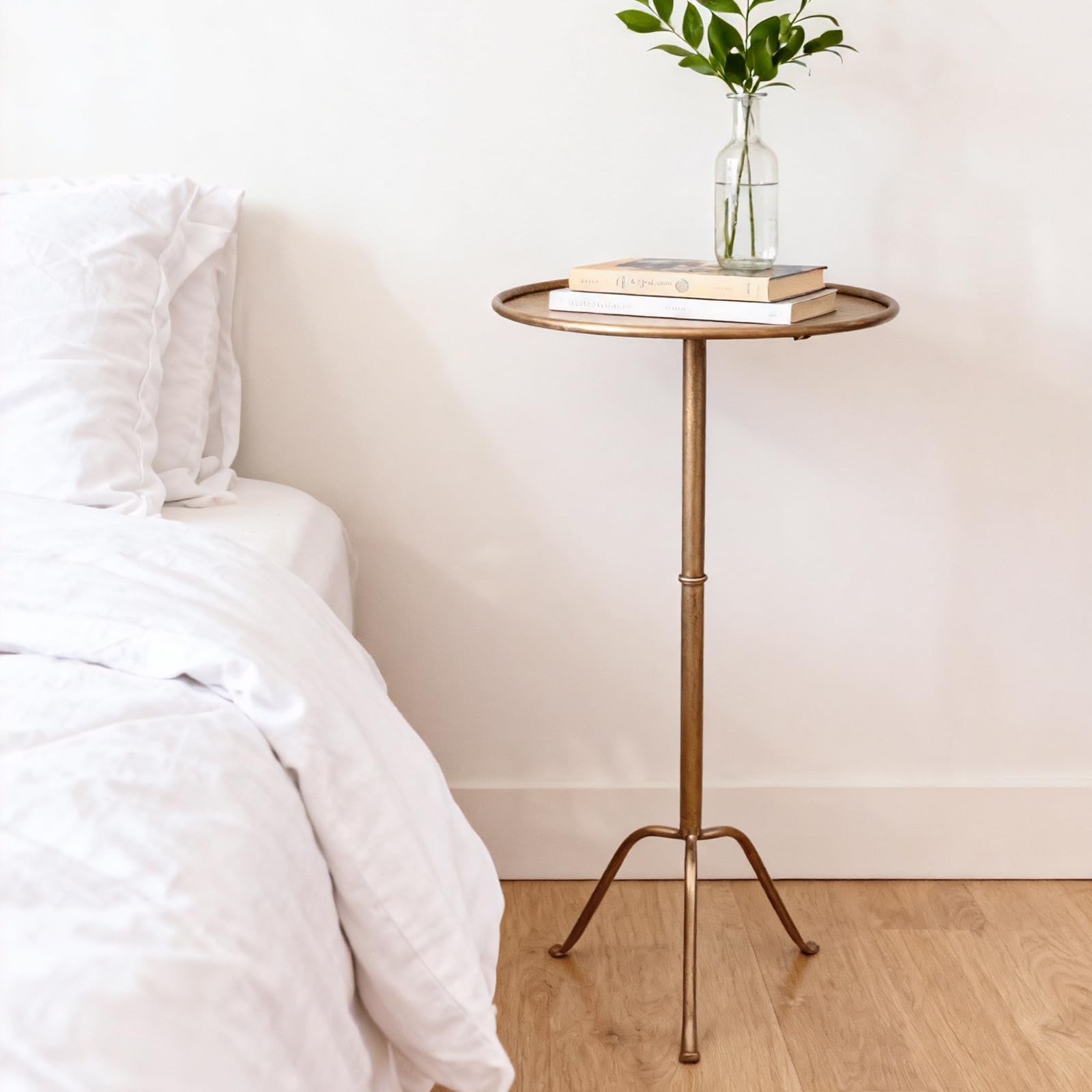 Antique Brass Metal Martini Side Table – Compact Art Deco Cocktail Table