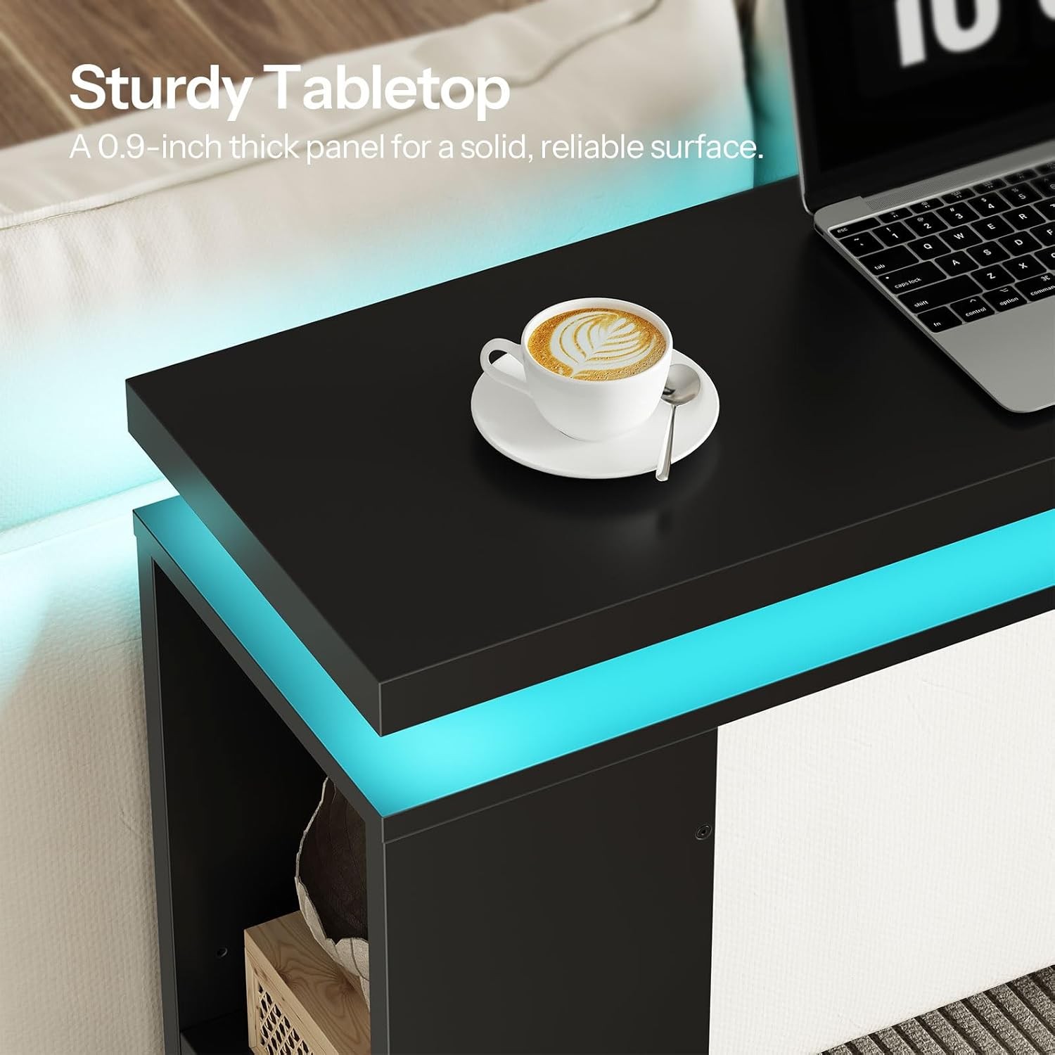 Console Table with LED Lights Entryway Table with Floating Tabletop Sofa Table
