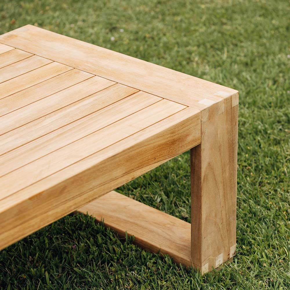 Ash & Ember Sierra Grade A Teak Coffee Table, 16″ Tall Outdoor Accent Table