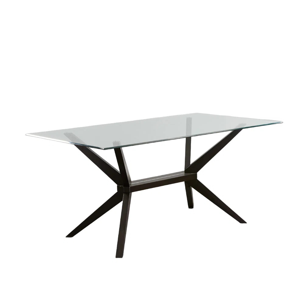 Modern Glass Trestle Dining Table – Seats 6 – Used in excellent condition