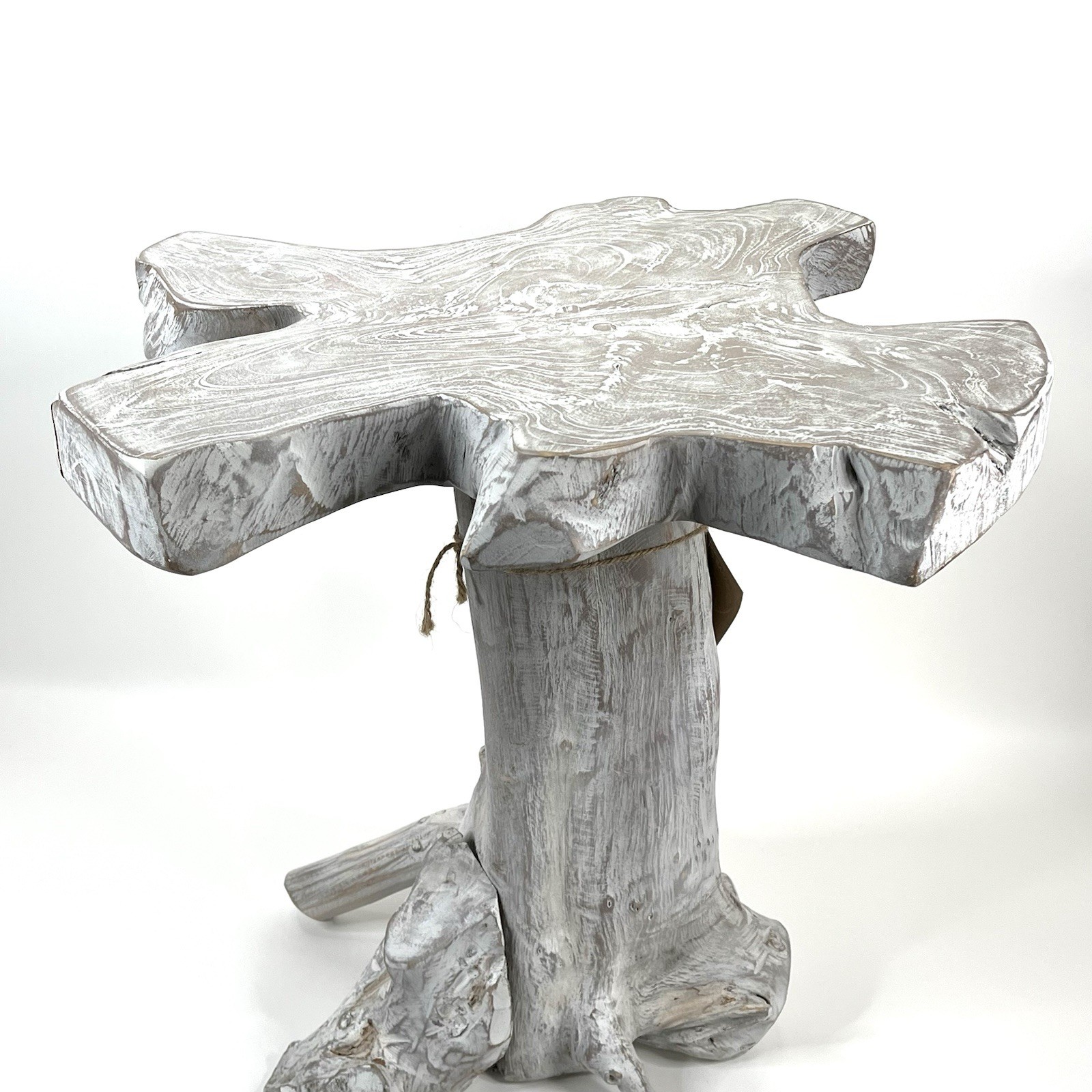 Natural Teak Solid HardWood Slab Table Top Coffee End Table White 21” Tall