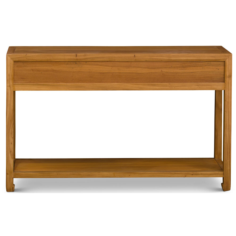 US Seller – Natural Elmwood Chinese Ming Console Table with 3 Drawers and Shelf